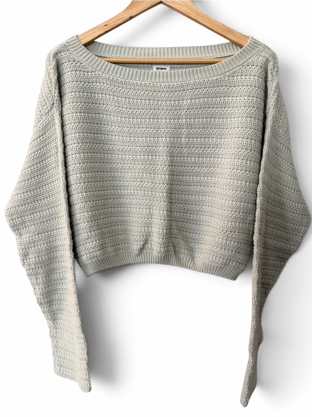 Cotton On Frontier Cropped Pullover Sweater Green Size L 100% Cotton